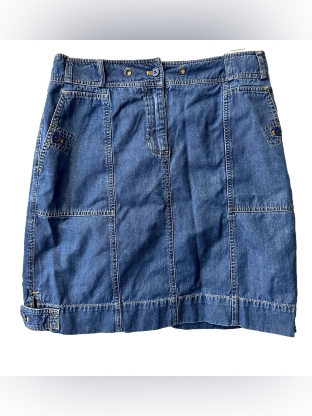 Vintage Y2K Jones New York Sport Denim Utility Mini Skirt 8 Blue Cargo